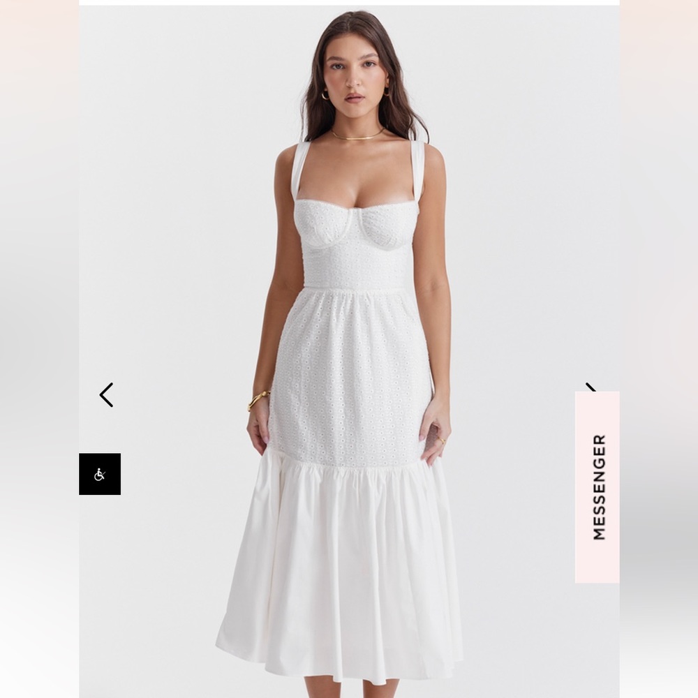 House of CB White Broderie Midi Dress
